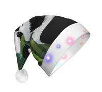 hhxvcv Cappello natalizio unisex con stampa di panda curioso e curioso, cappello di Babbo Natale in peluche, perfetto da indossare tutti i giorni