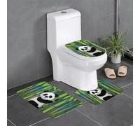 hhxvcv Curious Baby Panda Print Set di 3 tappeti da bagno - Morbido tappetino da bagno a forma di U per bagno principale, tavolo da toeletta
