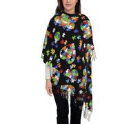 hhxvcv Elegante sciarpa da donna con nappe con stampa di zucche, leggera e morbida, accessorio da viaggio casual, calda e traspirante, Autismo consapevolezza puzzle pezzi cuore, Taglia unica