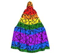 hhxvcv Gay Pride Rainbow Pattern Stampa Halloween Mantello con Cappuccio Costume Mantello - Unisex Adulto Cosplay Robe per Strega, Jedi, Mago, Mago