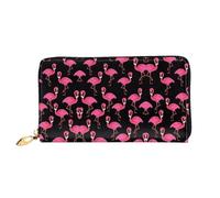 hhxvcv Loon Nature - Portafoglio da donna in pelle con stampa uccellino, pochette lunga e portafoglio sottile con libretto degli assegni, leggero e alla moda, Deliziosi fenicotteri rosa., One Size