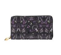 hhxvcv Loon Nature - Portafoglio da donna in pelle con stampa uccellino, pochette lunga e portafoglio sottile con libretto degli assegni, leggero e alla moda, Viola Nero Goth Spooky, One Size