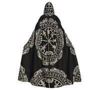 hhxvcv Magical Design - Mantello con cappuccio per Halloween, motivo: rune norrene, con bussola, unisex, per adulti, per cosplay, strega, jedi, mago, mago