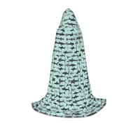 hhxvcv Mantella con cappuccio per Halloween, con stampa di squali dei cartoni animati, confortevole, costume per feste in maschera, Natale, carnevale