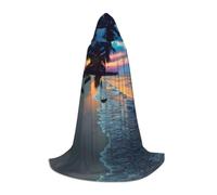 hhxvcv Mantello con cappuccio per Halloween, con stampa di amaca, in stile cocco, spiaggia, tramonto, comodo, costume per feste in maschera, Natale, carnevale