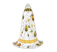 hhxvcv Mantello con cappuccio per Halloween, con stampa di api volanti, margherita, miele, confortevole, costume per feste in maschera, Natale, carnevale