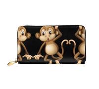 hhxvcv Portafoglio da donna in pelle con stampa balena animale blu scuro - Pochette lunga e portafoglio sottile bifold assegni, leggero e alla moda, Graziosa scimmia., One Size