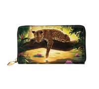 hhxvcv Portafoglio da donna in pelle con stampa geometrica nera e oro - Pochette lunga e portafoglio sottile con libretto degli assegni, leggero e alla moda, Animali Tiger, One Size
