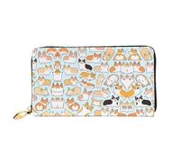 hhxvcv Portafoglio da donna in pelle con stampa mimetica gialla e verde - Pochette lunga e portafoglio sottile con libretto degli assegni, leggero e alla moda, Motivo Corgi., One Size