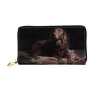hhxvcv Portafoglio da donna in pelle con stampa mimetica gialla e verde - Pochette lunga e portafoglio sottile con libretto degli assegni, leggero e alla moda, Labrador Retriever marrone, One Size