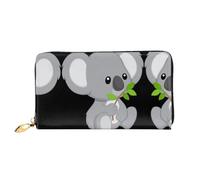 hhxvcv Portafoglio da donna in pelle con stampa mimetica gialla e verde - Pochette lunga e portafoglio sottile con libretto degli assegni, leggero e alla moda, Foglia Verde Koala, One Size