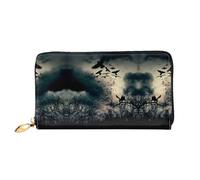 hhxvcv Portafoglio da donna in pelle con stampa polpo viola - Pochette lunga e portafoglio sottile con libretto degli assegni, leggero e alla moda, Corvo notturno, One Size