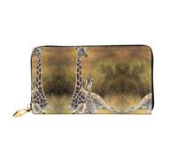 hhxvcv Portafoglio da donna in pelle con stampa polpo viola - Pochette lunga e portafoglio sottile con libretto degli assegni, leggero e alla moda, Giraffa mamma e bambino, One Size