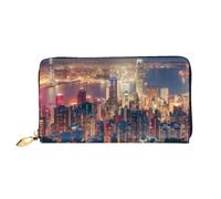 hhxvcv Portafoglio da donna in pelle con stampa polpo viola - Pochette lunga e portafoglio sottile con libretto degli assegni, leggero e alla moda, Hong Kong., One Size