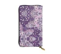 hhxvcv Portafoglio in pelle con stampa di musica dei cartoni animati - Elegante pochette lunga bifold porta carte con tasca portamonete, portafoglio leggero, Farfalle viola., Taglia unica