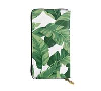 hhxvcv Portafoglio in pelle con stampa fotografica DNA Chain - Elegante pochette lunga bifold porta carte con tasca portamonete, portafoglio leggero, Graziose foglie di palma verdi., Taglia unica