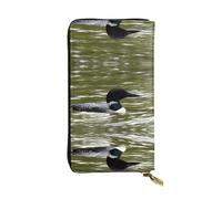 hhxvcv Portafoglio in pelle con stampa leonessa con occhi verdi blu - Elegante pochette lunga bifold porta carte con tasca portamonete, portafoglio leggero, Loon Nature - Uccello, Taglia unica