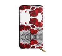 hhxvcv Portafoglio in pelle con stampa leonessa con occhi verdi blu - Elegante pochette lunga bifold porta carte con tasca portamonete, portafoglio leggero, Papavero rosso., Taglia unica