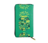 hhxvcv Portafoglio in pelle con stampa leonessa con occhi verdi blu - Elegante pochette lunga bifold porta carte con tasca portamonete, portafoglio leggero, Citazione Psych Ananas, Taglia unica