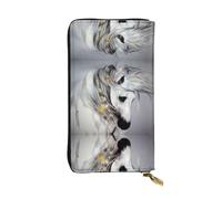 hhxvcv Portafoglio in pelle con stampa leonessa con occhi verdi blu - Elegante pochette lunga bifold porta carte con tasca portamonete, portafoglio leggero, Cavallo, Taglia unica