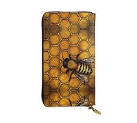 hhxvcv Portafoglio in pelle con stampa scozzese bianca e nera - Elegante pochette lunga bifold porta carte con tasca portamonete, portafoglio leggero, Ape Honeybee, Taglia unica