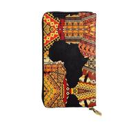 hhxvcv Portafoglio in pelle con stampa scozzese bianca e nera - Elegante pochette lunga bifold porta carte con tasca portamonete, portafoglio leggero, Modello etnico mappa africana, Taglia unica