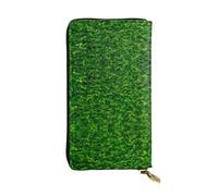 hhxvcv Portafoglio in pelle nera con stampa note musicali - Elegante pochette lunga bifold porta carte con tasca portamonete, portafoglio leggero, Muro di foglie verdi, Taglia unica