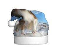 hhxvcv Simpatico cappello di Natale con stampa di cane shetland per adulti - Cappello di Babbo Natale unisex, bomboniere di Natale, Capodanno, copricapo festivo