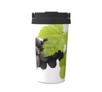hhxvcv Tazza da caffè isolata con stampa di uva viola e verde, isolamento a doppio strato per bevande calde e fredde, viaggi, uso in veicolo