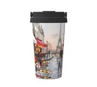 hhxvcv Tazza da caffè isolata da viaggio con stampa di scena di Parigi e Torre Eiffel, 500 ml, bicchiere a doppio strato, ideale per auto, ufficio, bar e uso domestico