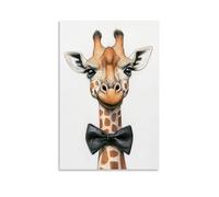 HHYXMJLL Art Animals, poster decorativo da parete, motivo: giraffa nervosa che cerca di legare un papillon per il suo primo colloquio di lavoro, poster decorativo da parete, 40 x 60 cm