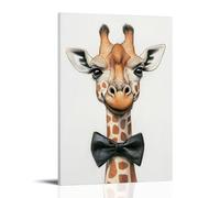 HHYXMJLL Art Animals, poster decorativo da parete, motivo: giraffa nervosa che cerca di legare un papillon per il suo primo colloquio di lavoro, poster decorativo da parete, 60 x 90 cm