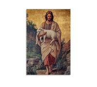 HHYXMJLL Christian Mural- Poster decorativo da parete con Gesù che trasporta l'agnello perduto con il buon pastore, poster decorativo da parete, 40 x 60 cm