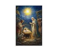 HHYXMJLL Decorazione artistica da parete con immagine cristiana della natività, la notte santa della salvezza, elegante poster decorativo da parete, 40 x 60 cm