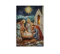 HHYXMJLL Decorazione artistica da parete con immagine cristiana della natività, notte santa a Betlemme, elegante poster decorativo da parete, 50 x 75 cm