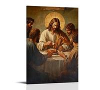 HHYXMJLL Decorazione artistica da parete con immagine cristiana dell'ultima cena con Gesù che rompe il pane con i discepoli, poster decorativo da parete, 40 x 60 cm
