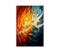 HHYXMJLL Decorazione murale cristiana con pentecoste, Spirito Santo che scende come fiamme, elegante poster decorativo da parete, 30 x 45 cm