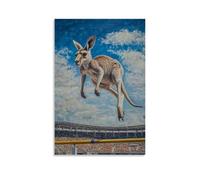 HHYXMJLL Dipinto ad olio con animale, un canguro che esegue un salto in alto sopra un bar in uno stadio olimpico. Elegante poster decorativo da parete, 20 x 30 cm