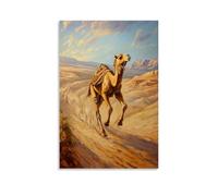 HHYXMJLL Dipinto ad olio con animali: un cammello che corre una corsa di resistenza attraverso creste del deserto a strati, elegante poster decorativo da parete, 50 x 75 cm