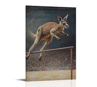 HHYXMJLL Dipinto ad olio con animali: un canguro che esegue un salto in alto sopra un bar in un'arena olimpica. Elegante poster decorativo da parete, 40 x 60 cm