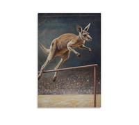 HHYXMJLL Dipinto ad olio con animali: un canguro che esegue un salto in alto sopra un bar in un'arena olimpica. Elegante poster decorativo da parete, 30 x 45 cm