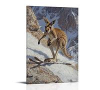HHYXMJLL Dipinto ad olio con animali: un canguro che scia lungo sentieri rocciosi con piedi rimbalzanti come sci, elegante poster artistico da appendere alla parete, poster decorativo da parete, 40 x