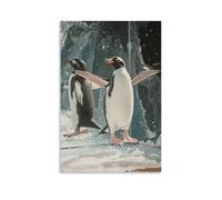 HHYXMJLL Dipinto ad olio di un pinguino che pratica il balletto si estende con uno specchio partner in una stanza ghiacciata. Elegante poster decorativo da appendere alla parete, 50 x 75 cm