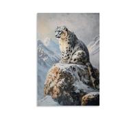 HHYXMJLL Poster decorativo da appendere alla parete, con stampa di leopardi delle nevi, un misterioso predatore di montagna che esamina il suo gelido dominio himalayano, elegante poster decorativo da