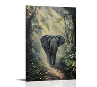HHYXMJLL Poster decorativo da appendere alla parete, motivo: animale che cammina attraverso la giungla nebbiosa con raggi di sole che filtrano attraverso le foglie, elegante poster decorativo da