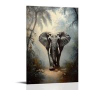HHYXMJLL Poster decorativo da appendere alla parete, motivo: animale dipinto ad olio, con la pelle rugosa che cammina attraverso la giungla nebbiosa, poster decorativo da parete, 30 x 45 cm