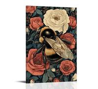 HHYXMJLL Poster decorativo da parete con illustrazione di un maestoso calabrone che impollinano le rose in epoca vittoriana, 40 x 60 cm