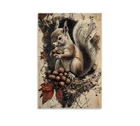 HHYXMJLL Poster decorativo da parete con illustrazione di uno scoiattolo maestoso dell'epoca vittoriana che conserva le noci per l'inverno, poster decorativo da parete, 30 x 45 cm