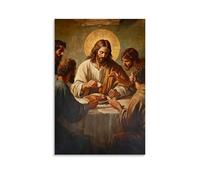 HHYXMJLL Poster decorativo da parete con immagine cristiana dell'ultima cena con Gesù che rompe il pane con i discepoli, 30 x 45 cm