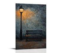 HHYXMJLL Poster decorativo da parete con panchina vuota al tramonto, illuminata da un lampione solitario, strati di olio strutturati che evocano la solitudine, elegante poster decorativo da parete, 20